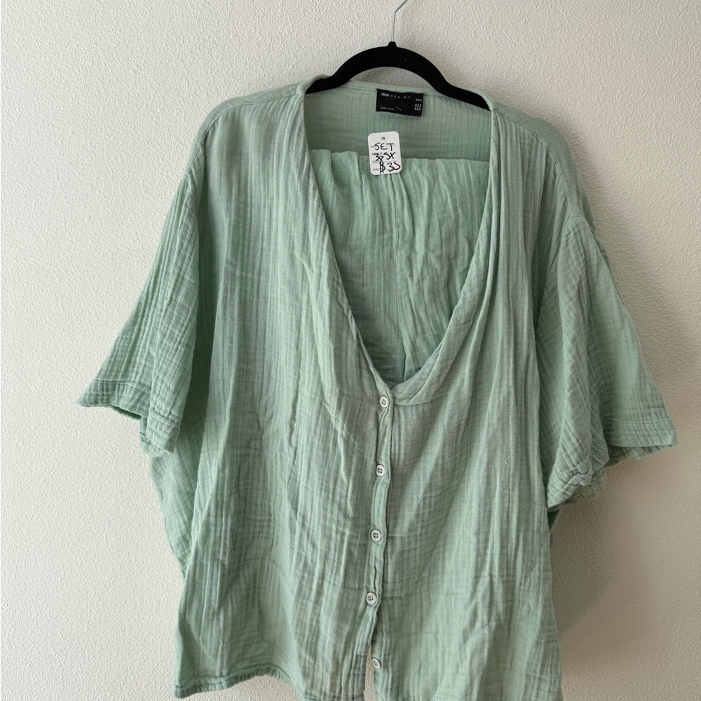 ASOS Curve Sage Green Button-Down Shirt